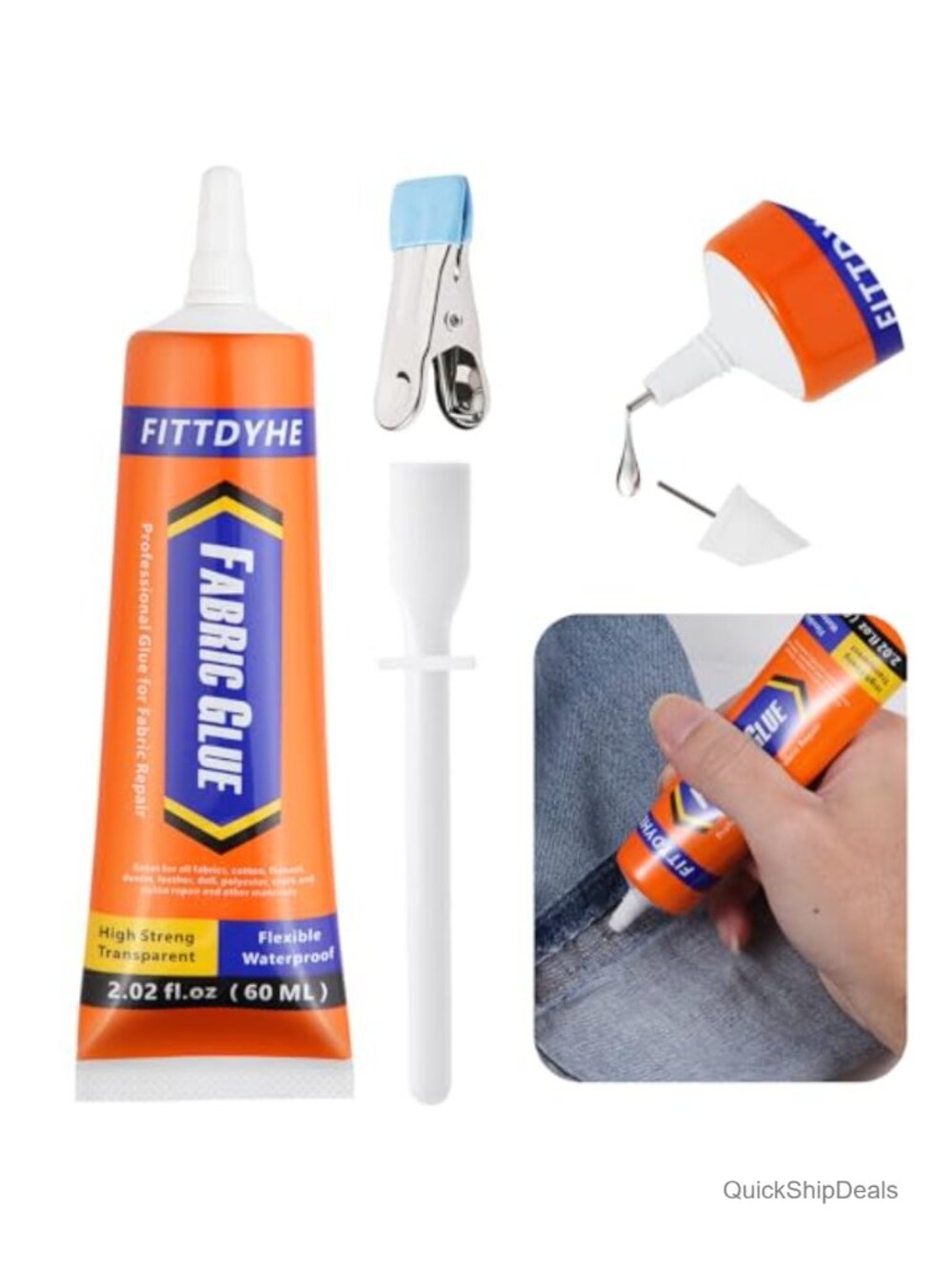 Fabric Glue Permanent Washable Clear Adhesive for Rhinestones Patches Clothes